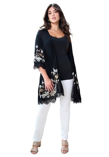 Roaman's Women's Plus Size Floral Embroidered wrap