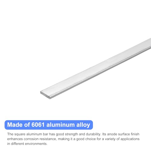 Image of uxcell Square Aluminum Flat Bar, 2Pcs 1 /8 inch Thick 0.6 inch Width 12 inch Length Square Aluminum Bar 6061 Aluminum Flat Plate, 3 x 15 x 305mm T6511 Solid New Mill Stock for Industrial Building
