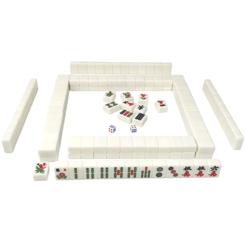 Lamantt;ミニ麻雀セット。持ち運びに便利なカードゲーム。サイコロ付き。自宅や旅行に。収納バッグ付き卓上ゲーム。自宅、屋外、寮、芝生エリアに最適。かわいいミニ麻雀牌(26mm、マルチカラー) (26mm,玉色)