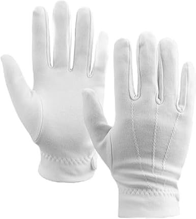 Clockjuan 1Pair of White Cotton Gloves,Gloves for Women Men,White Parade,Magician Costume,Halloween,and Mittens,Women's Novelty,Accessories