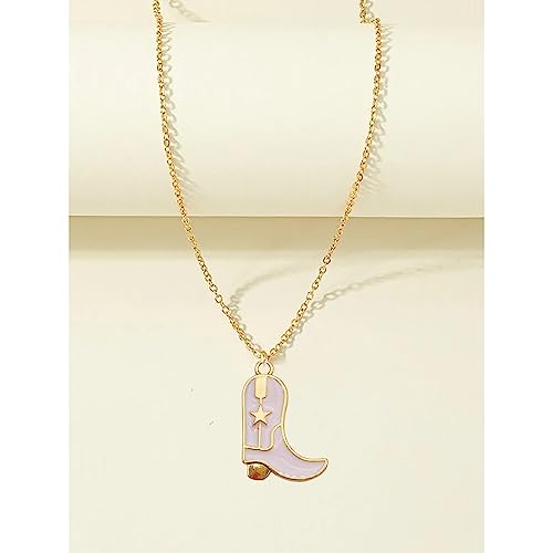 Aktully Cowgirl Boot Necklace Western Cowboy Boots Necklace 14K Gold Plated Cowboy Hat Pendant Necklace Western Trendy Jewelry for Women4