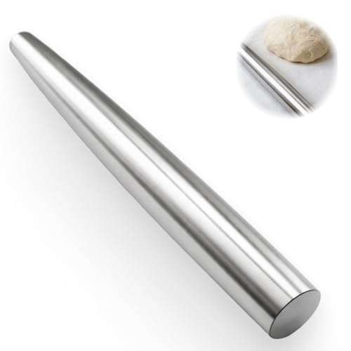 Rouleaux à Pâtisserie en Acier Inoxydable, 30 cm, Rolling Pin Lisse et Hygiénique, Rouleau Patisserie Inox pour Cuisson, Pâte à Tarte, Biscuit et Emporte...