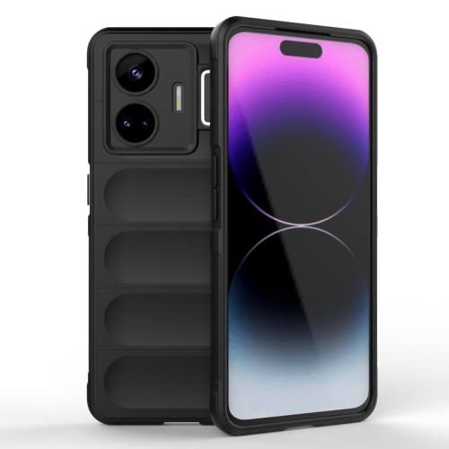 RankOne Airbag Funda de Silicona Líquida para Realme GT3 / Realme GT Neo 5 (6.7' Inches) - Negro