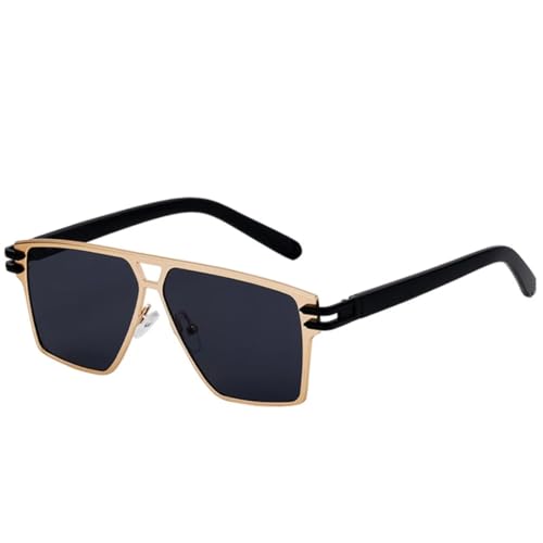 Lunettes de soleil carrées de luxe double pont look vintage rétro