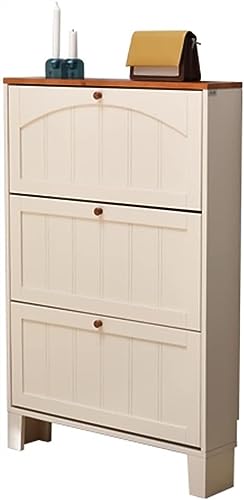 JvFbjLF Zapatero Simple de Madera Maciza con Cubo basculante for Zapatos, Zapatero de Entrada de 6 Niveles con 3 Puertas, Almacenamiento de Gran Capacidad(A,70CM)