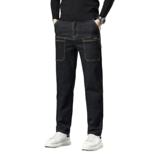 Mecutie Jeans, Jeans de Trabajo para Hombre, Jeans de Trabajo duraderos con múltiples Bolsillos y Alta Elasticidad para Hombre, Jeans de Moto para Hombre (Black/Single Pants,28)