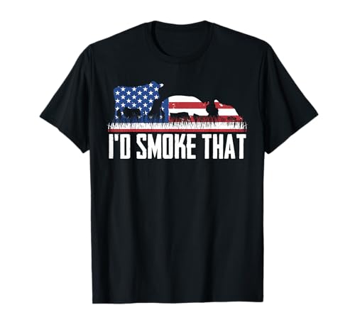 I'd Smoke That US Flag Patriot BBQ Barbeque Chef T-Shirt