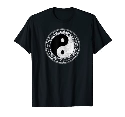 Llave griega retro envejecida Ying Yang Feng Shui Yin Yang Camiseta