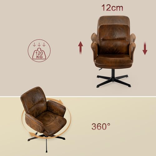 FURNISH 1 Chaise de Bureau pivotant en Velours côtelé réglable, Marron – vue 6
