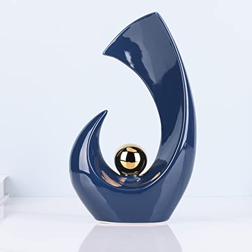 Ceramic Abstract Statue, Modern Art Ceramic Sculpture, Orange Decoration, Modern Home Decor For Dining Table, Entryway, Coffee Table, Living Room, Kitchen, Shelf Decoration Accent (Tc22058-Blue) #TOP3