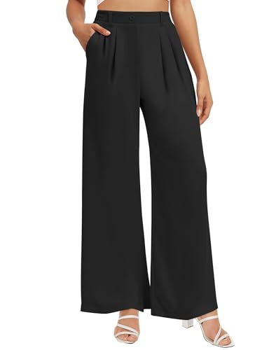 Buauty Womens Wide Leg Pants High Stretchy Waisted Dress Pants Business Casual Work Trousers Dressy Outfits with Pockets