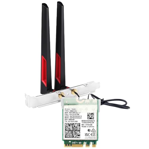 AX210 WiFi 6E Card - Tri-Band 5400Mbps (6GHz/5GHz/2.4GHz) BT 5.3 - M.2 Desktop Adapter with 10dBi High-Gain Antennas - Low Profile Bracket - Compatible Windows 11/10 (AX210NGW)