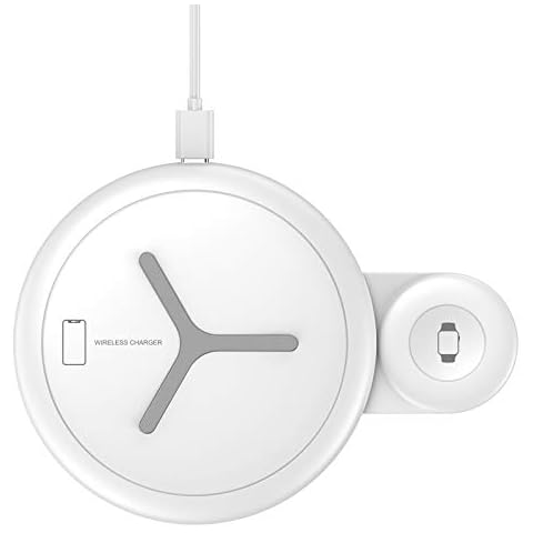 Wireless Charger, Nalwort 2 in 1 Dual Wireless Charging Pad for Apple Watch SE/6/5/4/3/2, AirPods 2/Pro, iPhone 12 Mini/12/12 Pro/12 Pro Max/11/SE/X/XR/XS/XS Max/8 Plus (No Adapter) Cover