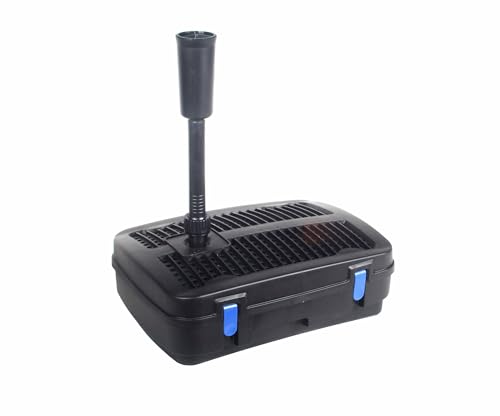 Bass Polska 3-in-1 vijverpomp met UVC-zuiveraar en fonteinset, 2500 l/u, 11 W uv-lamp, 54 W, 8 m kabel, 3 fonteinopzetstukken
