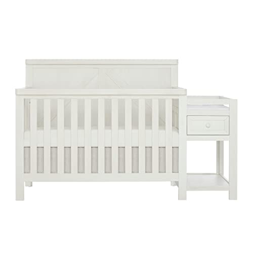 Evolur Belmar Flat 5-In-1 Convertible Crib In Weathered White, Features 3 Mattress Height Settings, Greenguard Gold Certified, Made Of Kiln-Dried Hardwood #TOP1