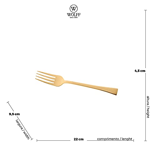 CJ 6 GARFOS AÇO INOX P/SOBREMESA BERNA DOURADO