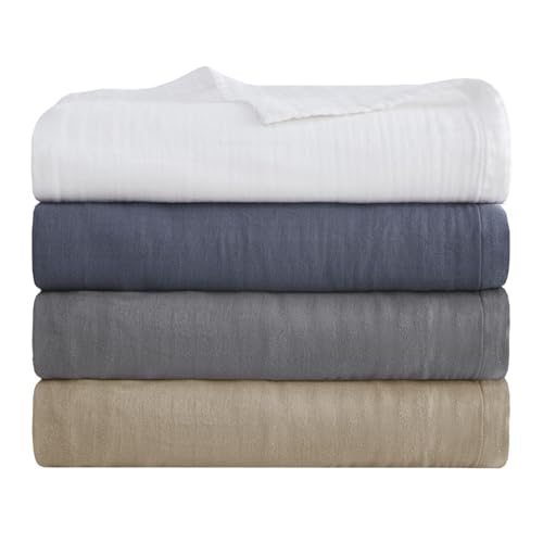 Image of Madison Park Gauze Cotton Queen Blanket Lightweight for Summer, Tan | Ultra Soft, Breathable Fabric for Sofa, Couch, Farmhouse, OEKO-TEX Certified, Cozy & Lofty for Bed Cover