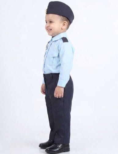 Image of BookMyCostume Indian Air Force Defence Pilot Uniform Kids Fancy Dress Costume - Blue 3-4 years