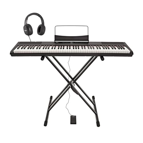 Piano de Escenario SDP-2 de Gear4music + Soporte Pedal y Auriculares
