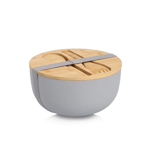 Zeller 25674 Salatschüssel-Set, 4-tlg., Bambus/Kunststoff FSC 100%