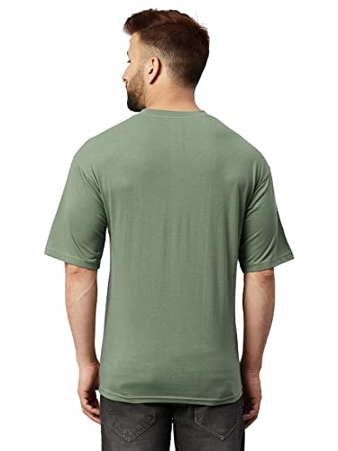 GRITSTONES Men Half Sleeve Oversized Cotton Solid T-Shirt