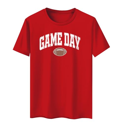 ELDPS Game Day Football Shirt Men: Funny Football Season Graphic Tee Tops Game Day Short Sleeve Shirt Red - Image 4