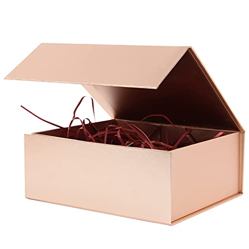 Image of Rsgift Rose Gold Magnetic Empty Gift Box,7.8x7x3.1 Inches Gift Boxes with Lids,Groomsmen Bridesmaids Gifts,Engagements,Bridal Showers,Valentine's Day,Thanksgiving Day,Christmas Gift Boxes