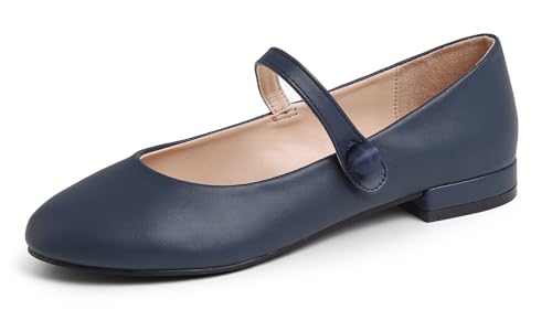 FEVERSOLE Women's Mary Jane Fashion Round Toe Low Heel Slip On