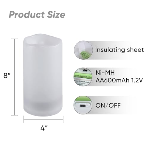 Image of Homemory Large Solar Candles Outdoor Waterproof, 4 inchx8 inch, Dusk to Dawn, Solar Powered Flameless Candles for Outdoor, Lanterns