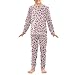 NUSTAPU Fashion Leopards Pajamas Unisex Soft Cotton Two Piece Set Long Sleeve Top Elastic Waist Pants Sleepwear Pink Leopard 1 Year