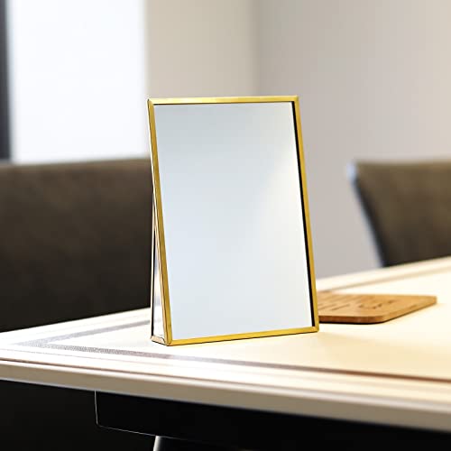 Espejo de maquillaje rectangular para tocador dorado miniatura 3