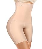 Burvogue Women Shapewear Tummy Control Short-High Waist Thigh Slimmer Panties Waist Trainer Body Shaper Butt Lifter Bodysuit (Beige, M(Waist 26.5'-28'))