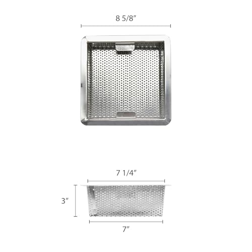 Cesto de acero inoxidable para desagüe de suelo 8.5x8.5x3" miniatura 5