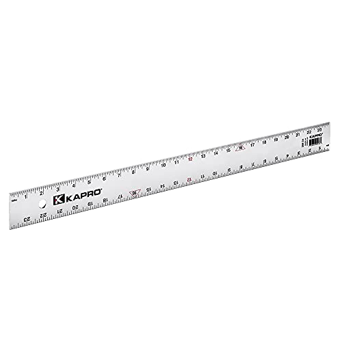 Kapro - 308 Straight Edge Ruler - ⅛” And 1/16” Increments - Contractor Grade - With Wear Resistant Printing - For Carpentry, Drywall, Drafting - Anodized Aluminum - 48 Inch #TOP1