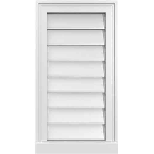 14"W x 26"H Vertical Surface Mount PVC Gable Vent: Non-Functional, w/ 2"W x 2"H Brickmould Sill Frame