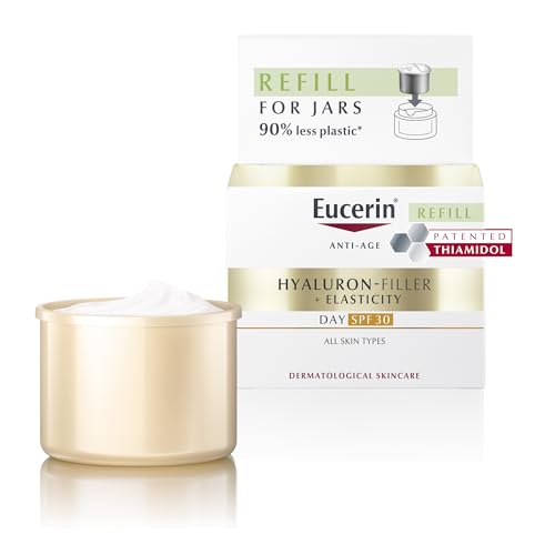 Eucerin Hyaluron-Filler + Elasticity Day Cream Refill SPF 30 50ml, Anti-Wrinkle Day Cream for Mature Skin, Improves Elasticity, Nourishing Moisturiser with Hyaluronic Acid, Collagen and Thiamidol