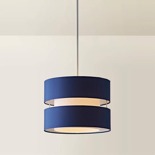 ValueLights | Small Ceiling Light Shade 2 Tier Pendant Lampshade in Navy Blue | Lamp Shades Home Décor & Improvement Essential | 26cm Shade Width