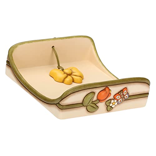 Thun, Portatovaglioli in Ceramica Decorata a Mano con Decorazioni Floreali, Linea Country, 19x19x6 cm