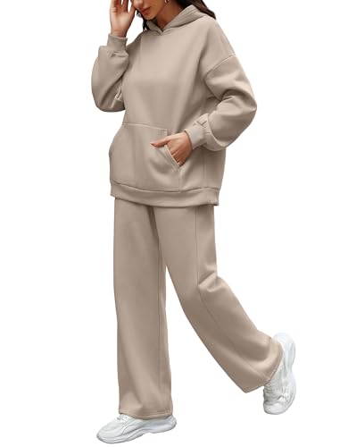 XIEERDUO Womens 2 Piece Outfits 2024 Sweatsuit Set Track Suits Oversized Hoodie Sweatshirts Wide Leg Sweatpants with Pockets4