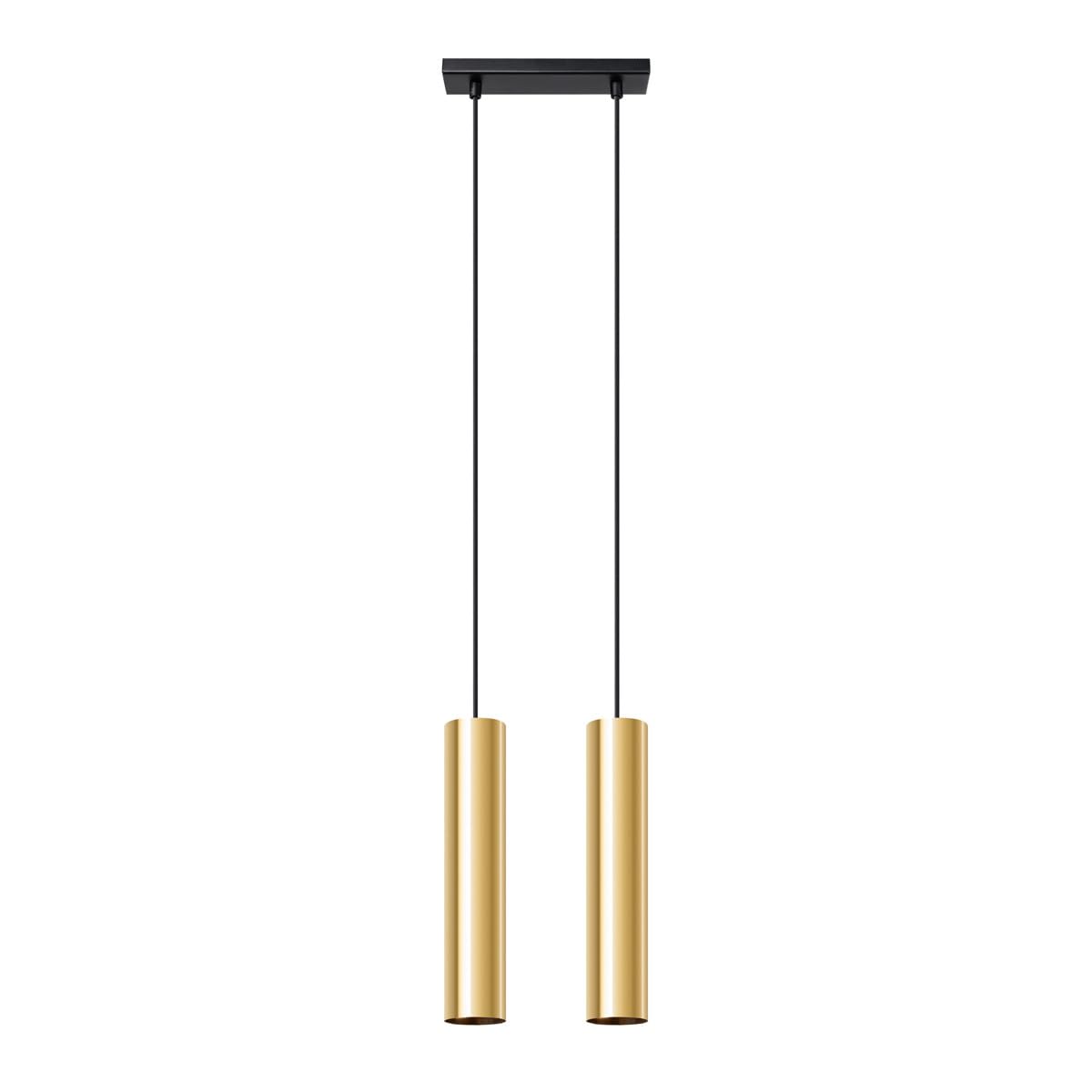 SOLLUX lighting Ceiling Pendant Light Fitting - Ceiling Lamp in Steel - Kitchen Dining Room Living Room Bedroom - 2-Light - LED Bulb - Glossy Gold Lagos — image 1
