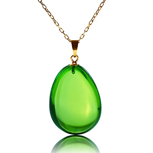Amberistan Green Puff Drop Amber Pendant Necklace with 18 inch Gold Plated 925 Sterling Silver Chain, Green Amber Necklace for Women, Amber Stone Jewelry, 100% Genuine, HandMade (Green Puff Gold)