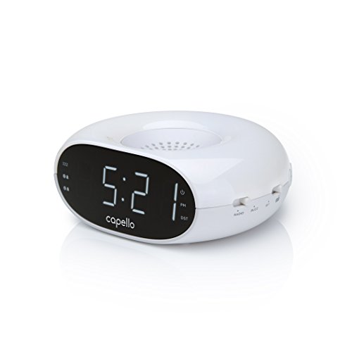 Capello Alarm Clock Radio with Large Time Display and Nightlight - White
