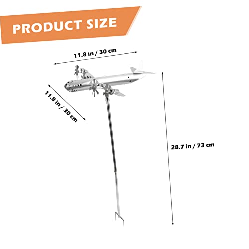 Yardenfun Airplane Windmill Metal Wind Sculptures Patio Wind Spinners Garden Airplane Sculpture Outdoor Decor Large Outdoor Ornaments Model Plane Airplane Windmill Decor Garden Decor Prop #TOP4