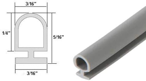 Automotive Grey Bulb Type Gasket, 3/16" Width, 3/16" Backing - 20 Ft.