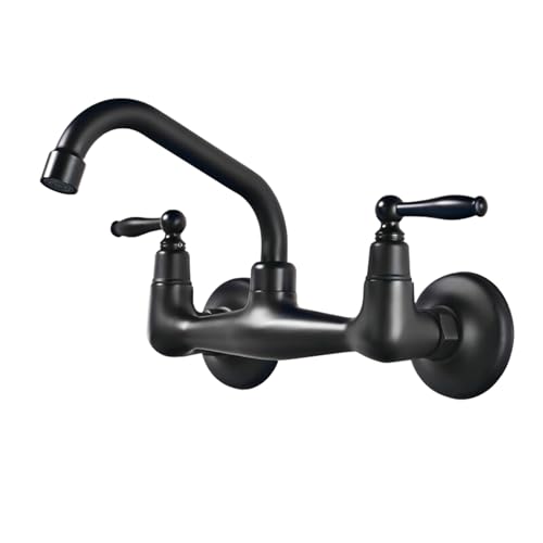 Mitigeur de lavabo mural noir mat de style rétro avec bec orientable - 2