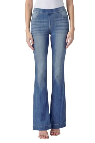 Cello Jeans Women's Mid Rise Easy Flare Pull On Jeggings