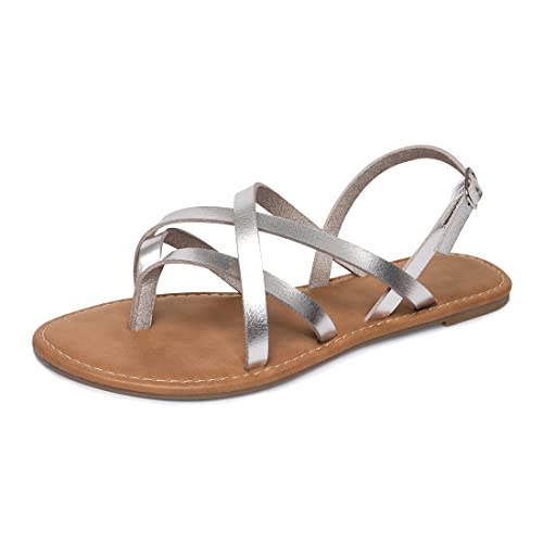Image of Huayuanwell Women's Gladiator Flat Sandals Fisherman Strappy Sandals Ankle Strap Sandals