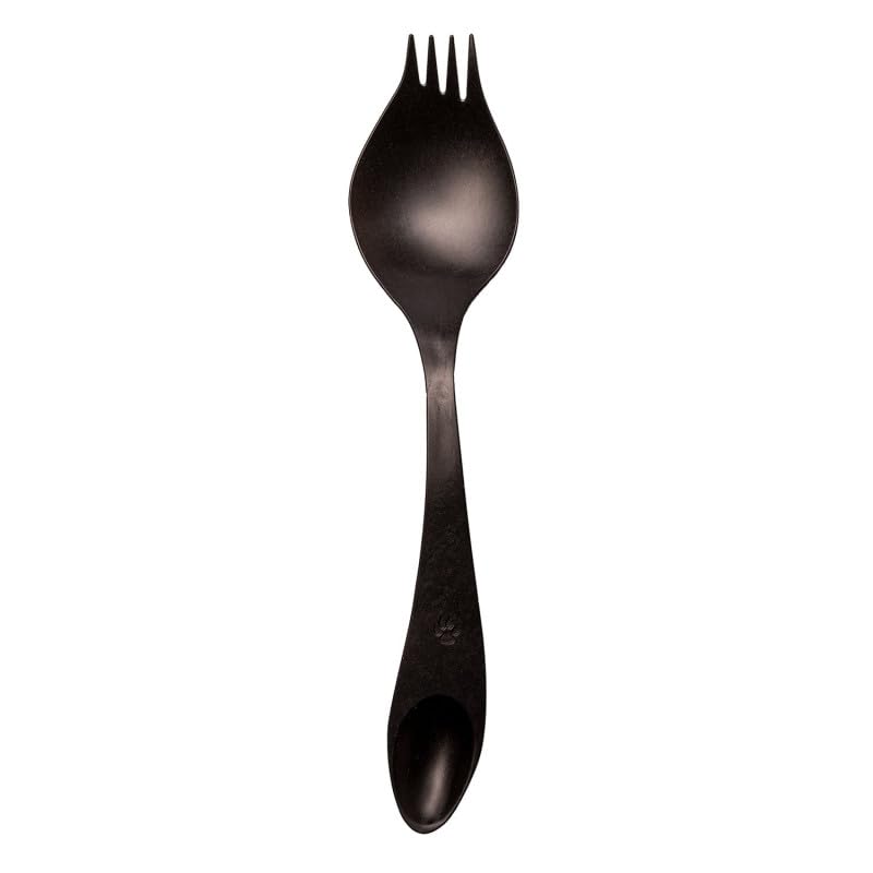 Cuillère fourchette Georgette végétale - Lot de 50 - Noir charbon - 16 cm