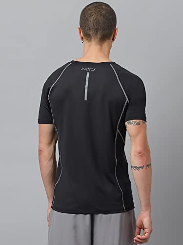 Image of ATICX Men's Slim Fit Polyester Half Sleeve T Shirt - Quick Dry Lycra Sports Compression Training Tee for Gym, Running