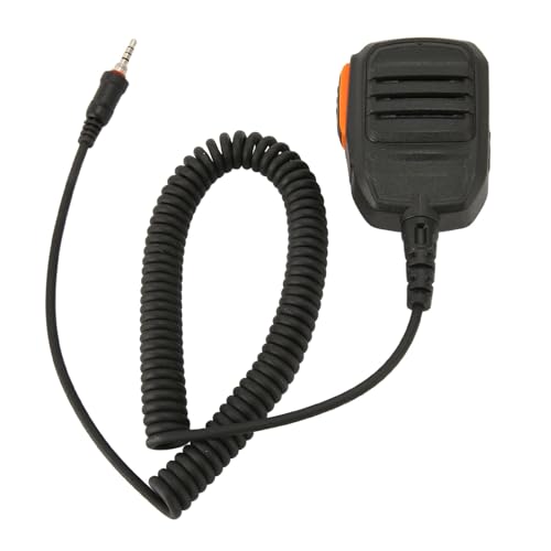 Walkie Talkie Lautsprechermikrofon, 3,5 mm Kopfhöreranschluss, Zwei Wege Funkmikrofone mit Spiraldraht Design, für IC M33 IC M35 M33 M25